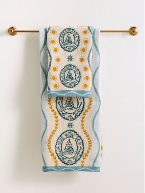 ⛵️Anthropologie Cotton Hand Towel Maeve Manon Woven Bath New Coastal Sailboat